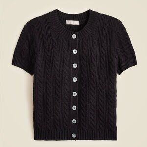J Crew Black Cable Knit Short Sleeve e Women's Cardigan